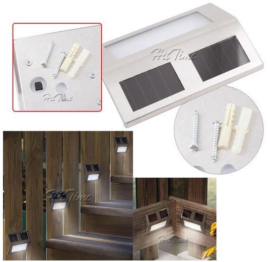 Luminária Solar 2 Led Chão Escadas Parede